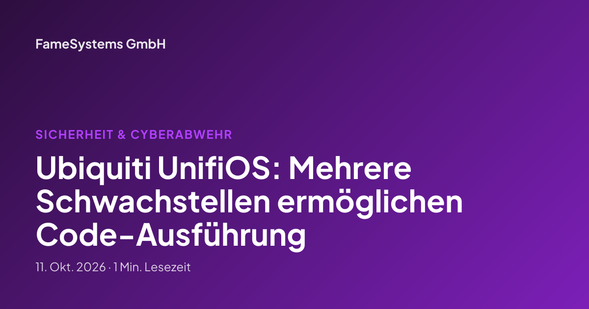 Ubiquiti UnifiOS: Mehrere Schwachstellen ermöglichen Code-Ausführung