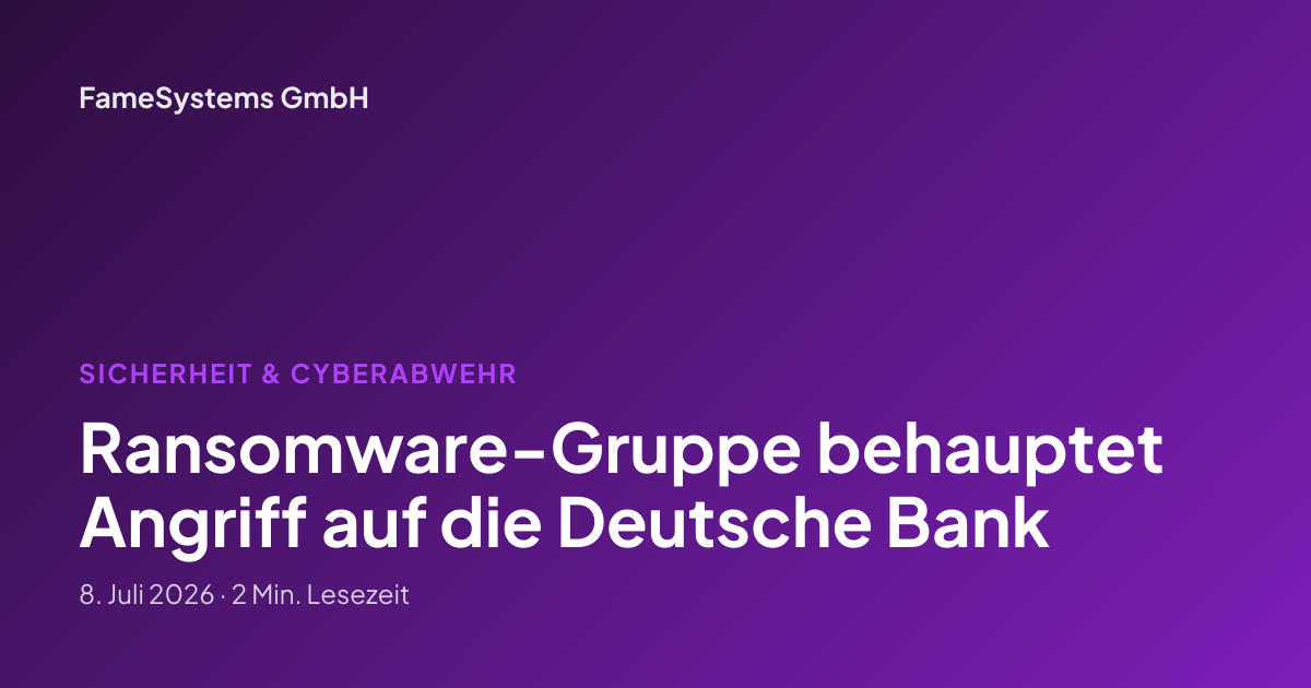 Ransomware-Gruppe behauptet Angriff auf die Deutsche Bank
